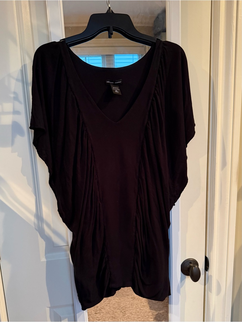 🖤 New York & Company Black Draped Tunic Top | XL